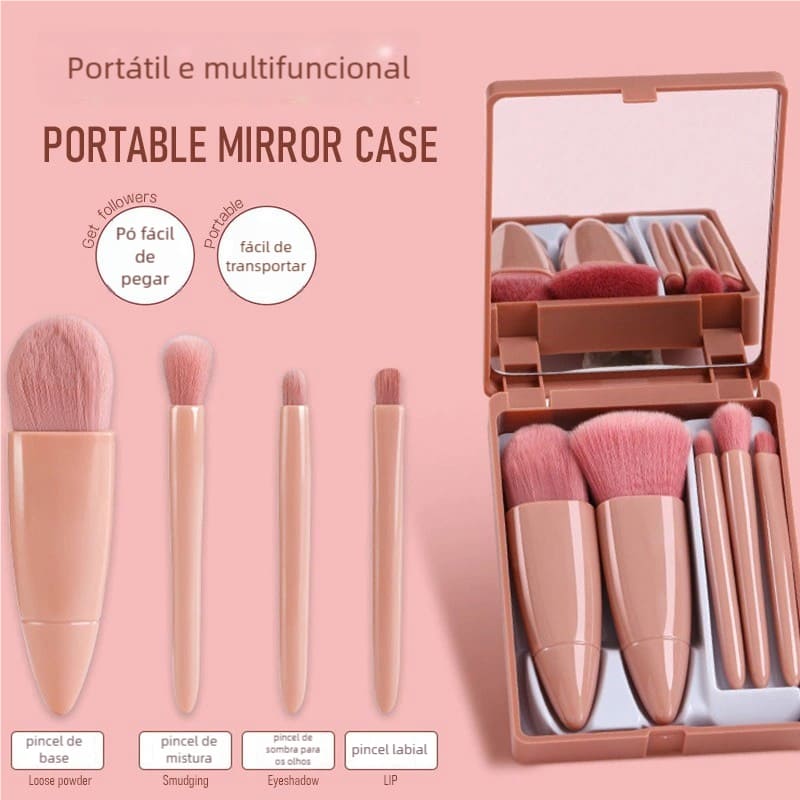 Mini Kit de Pincéis com Espelho